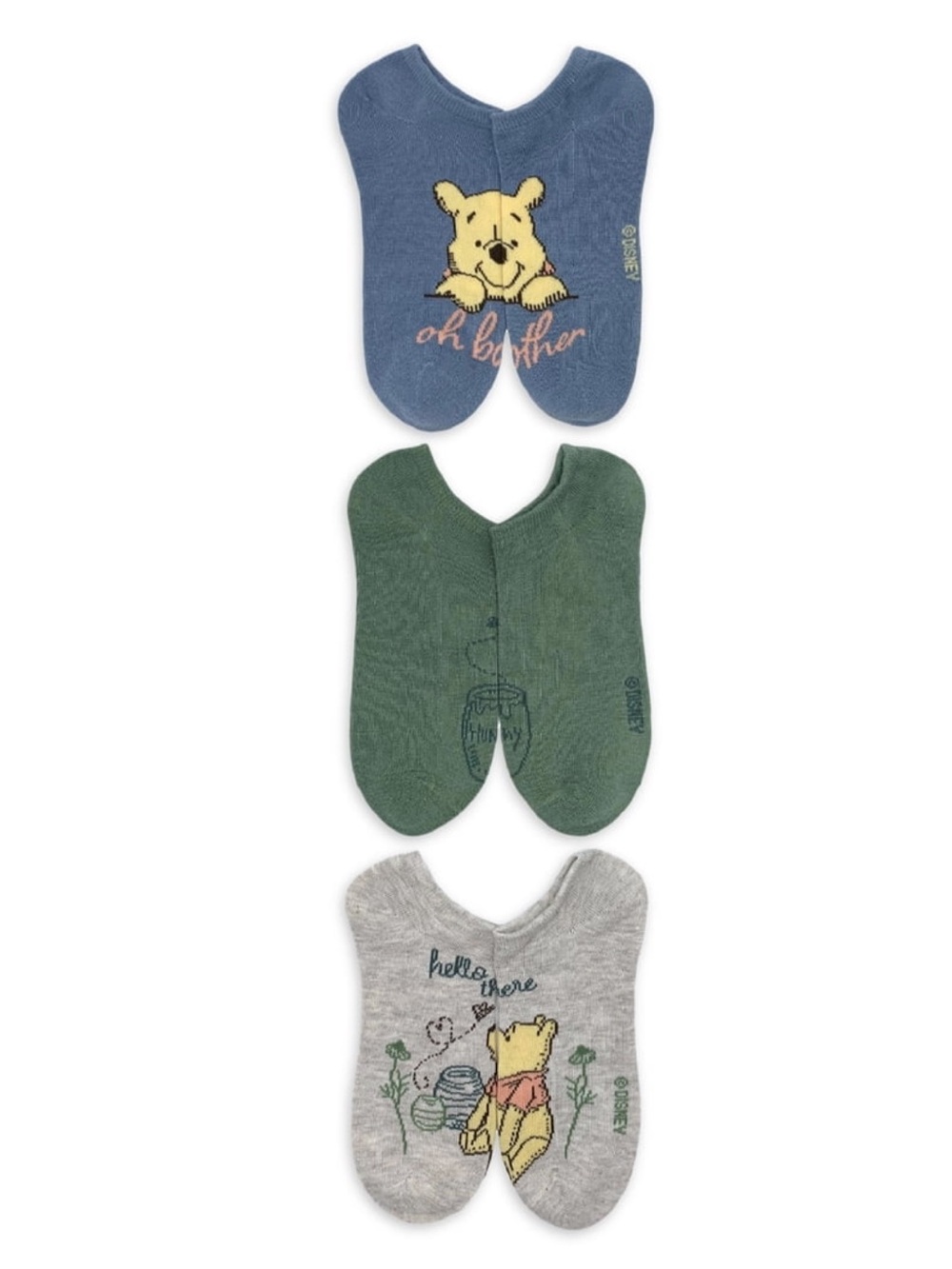 NWT Disney Winnie the Pooh No Show Socks - Blue, Green, Gray